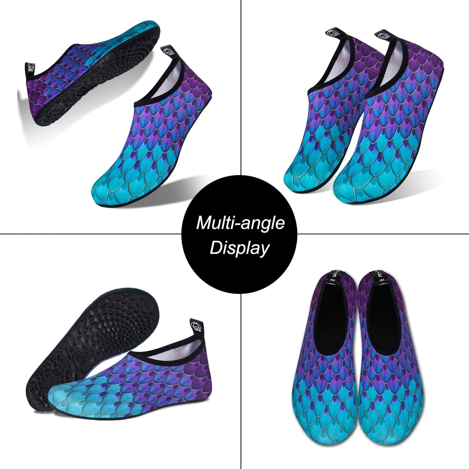 Water Shoes for Womens Mens Barefoot Quick-Dry Aqua Socks for Beach Swim Surf Yoga Exercise New Translucent Color Soles