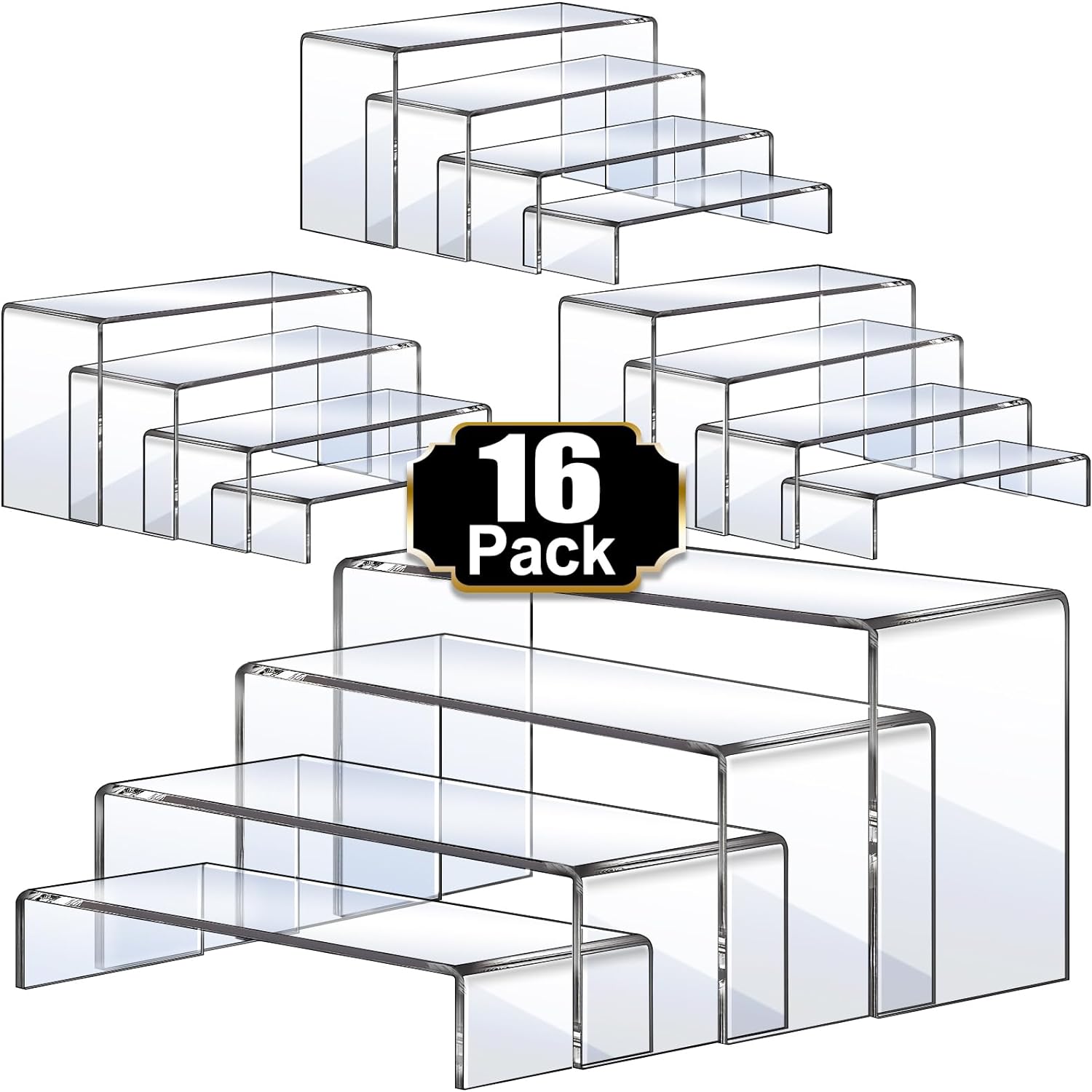 Acrylic Risers Display Stands, Acrylic Stands for Display 16Pcs 4Set | Clear Risers Display Stands, Acrylic Display