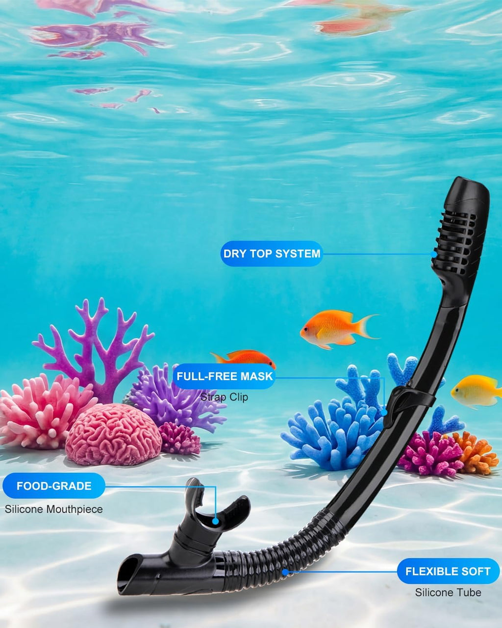 Snorkeling Gear for Adults, Dry Snorkel Mask Set, Scuba Diving Snorkle mask Set Adult, Panoramic Wide View Anti-Fog