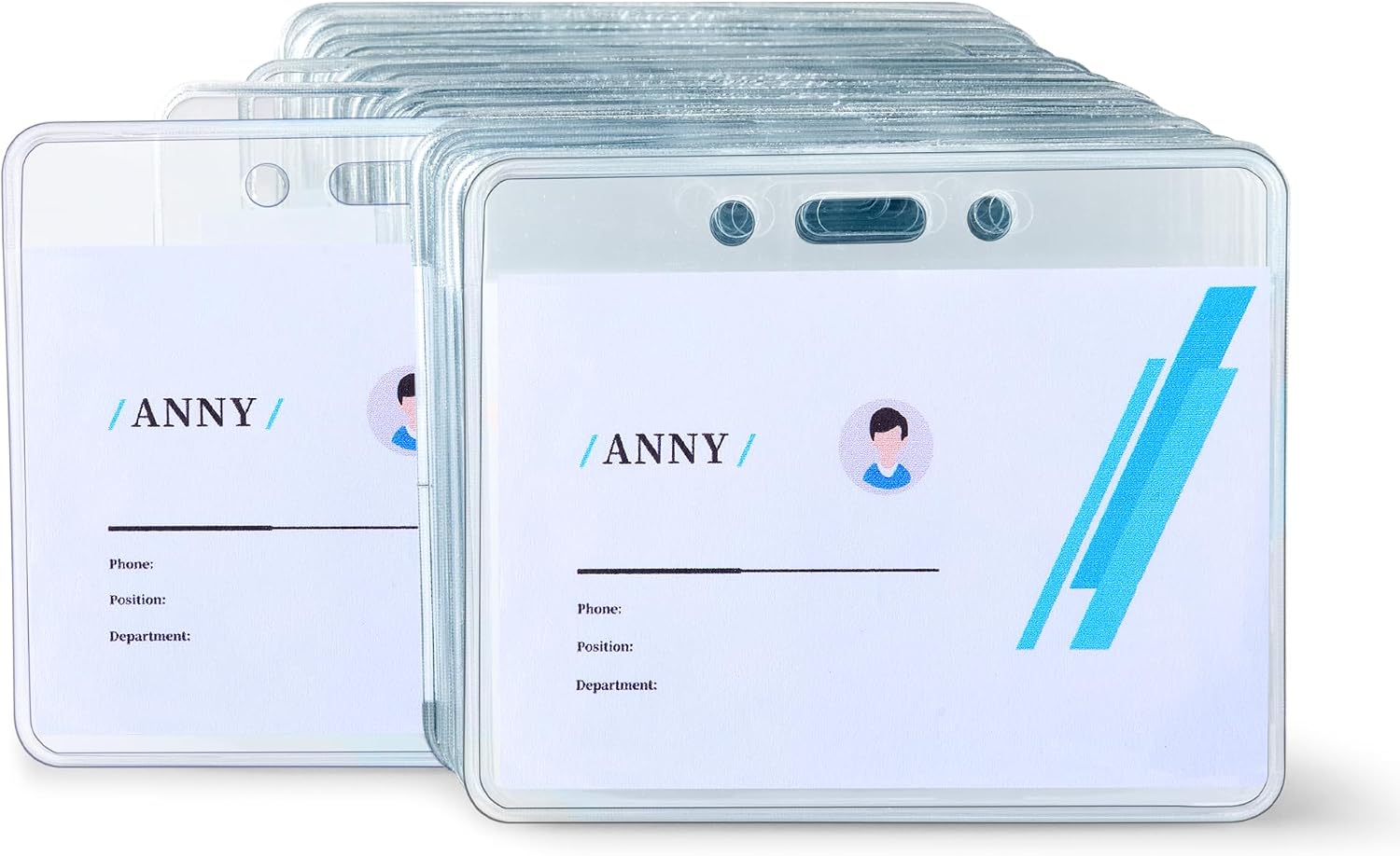 Horizontal Clear Plastic ID Badge Holders, 3.38" x 2.38"