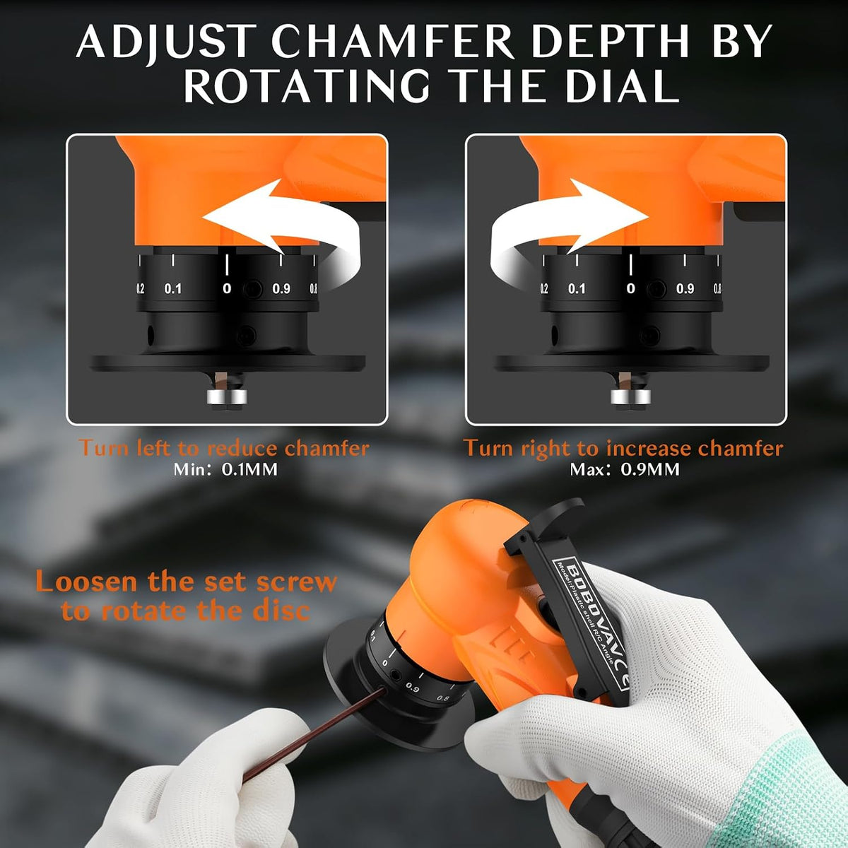 Pneumatic Chamfer Tool, 6 C & 6 R Angle Blades, 30000 RPM- Orange