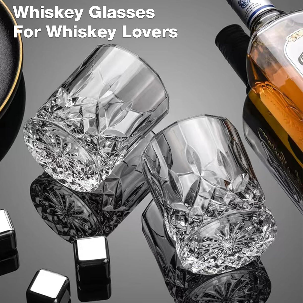 Crystal Whiskey Glasses Set of 8(Buy 6, get 2 Free), 11 OZ Old Fashioned Whiskey Glasses, Bourbon Cocktail Rocks