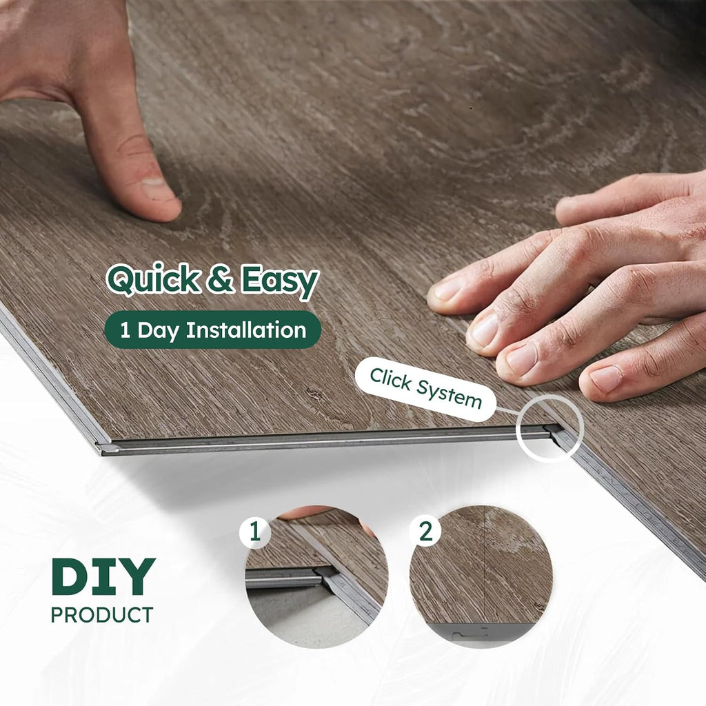 SPC Luxury Vinyl Plank Flooring Click Lock, 5mm 22 Mil Wear Layer, 20 Sq.Ft