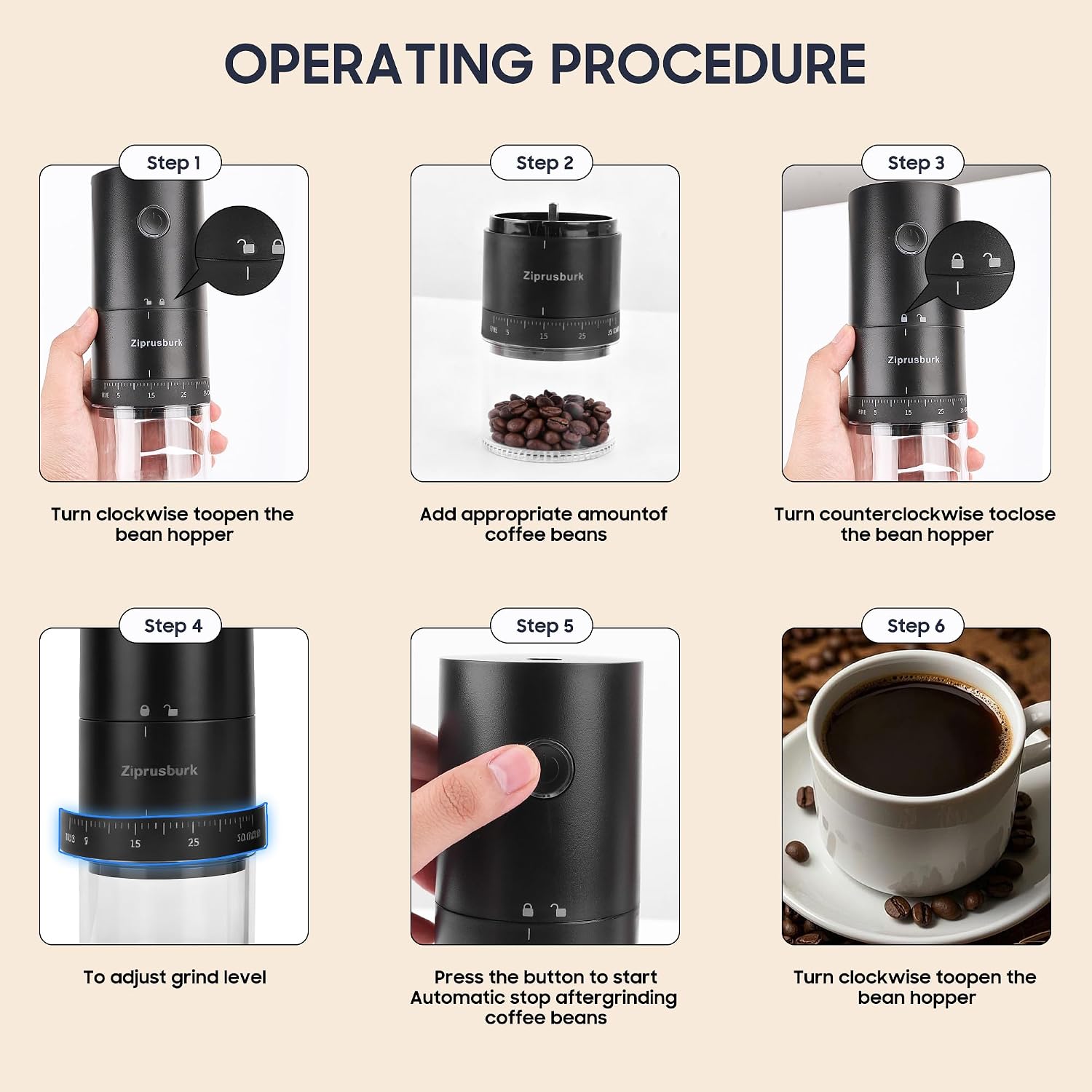 First Grind-While-Charging Rechargeable Coffee Grinder, 1.7X Faster Grinding with Portable Electric Burr Coffee