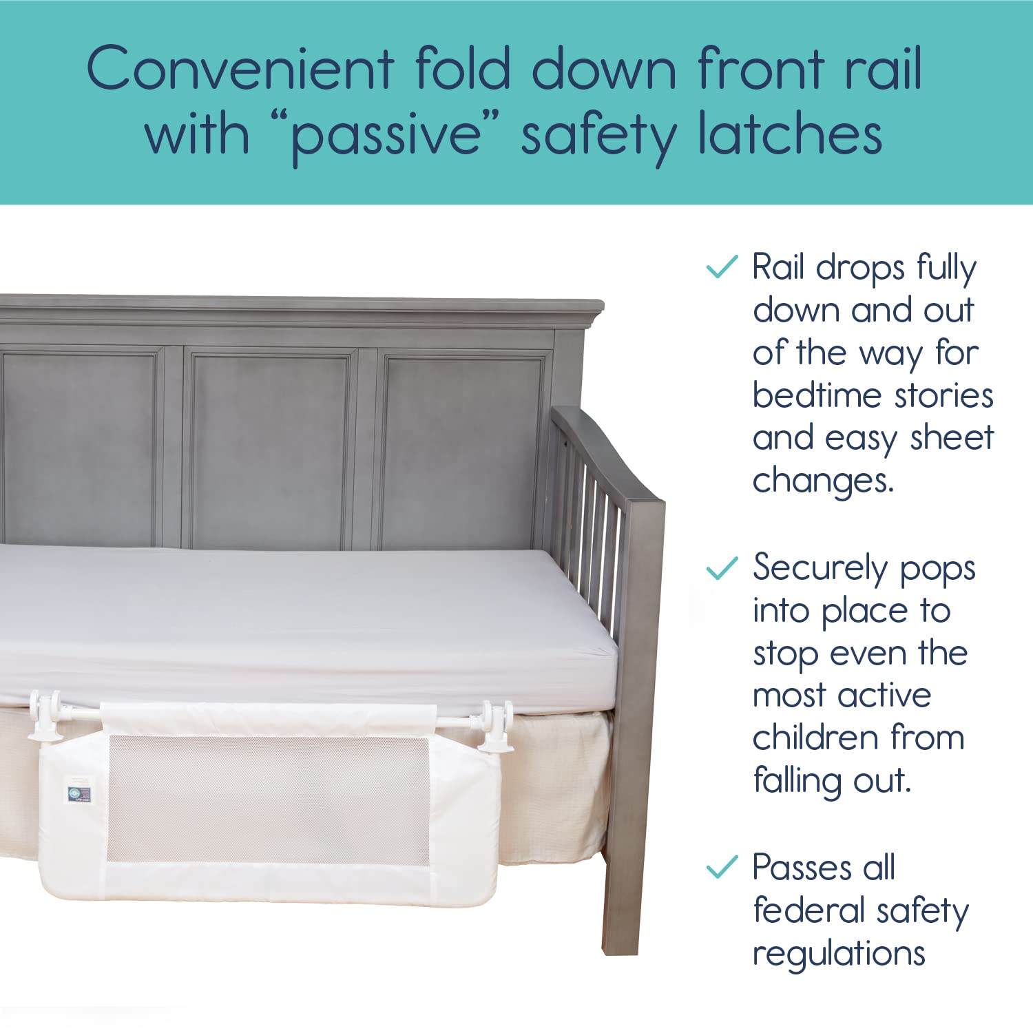 Convertible Crib Bed Rail for Toddlers, Crib Rail Guard with Reinforced Anchor Safety