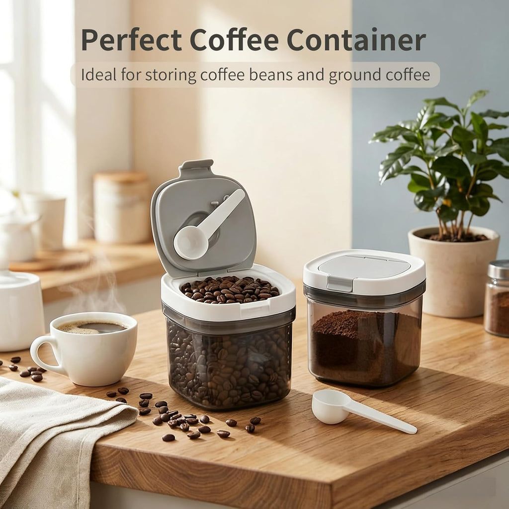 2 Pack Airtight Coffee Canister with Scoop, 27 Fl.Oz Coffee Storage Container for Ground Coffee, Beans, Tea, Sugar