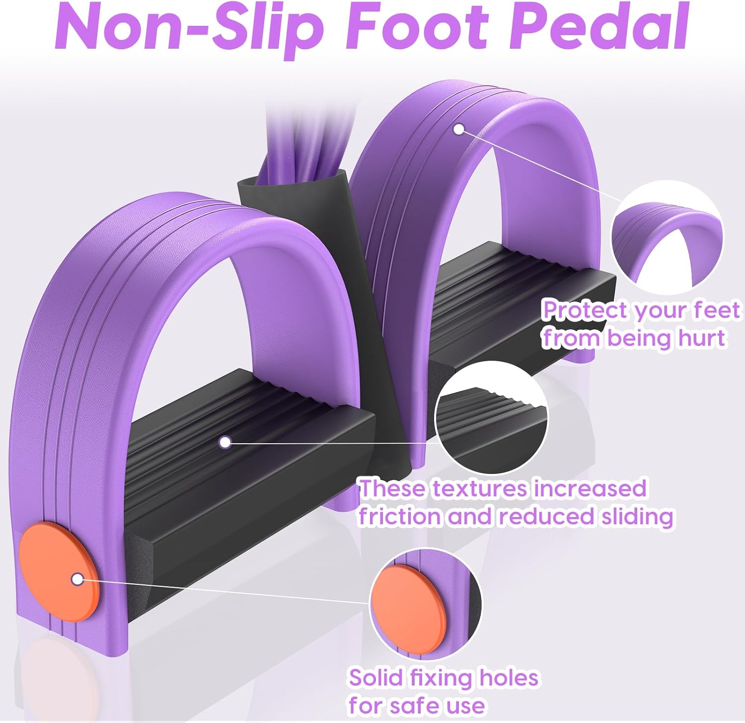 Pedal Resistance Band with Handles, 6-Tubes Natural Rubber Exercise Bands | Upgrade Foot Pedal Resistance Bands for