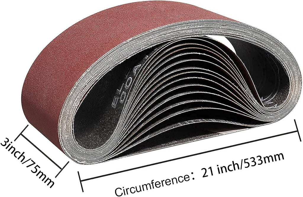 15 Pack 3x21 Inch Sanding Belts 80 120 150 240 400 Grit