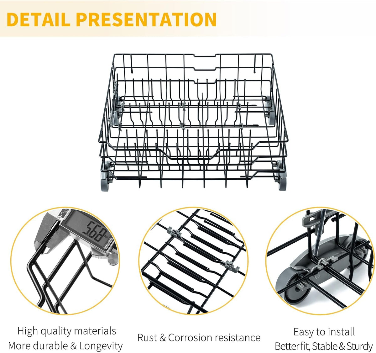 Allstare WD28X25960 Dishwasher Lower Rack Replacement Parts for GE Dishwasher Parts GE Profile Monogram Adora Triton XL Cafe Dishwasher Lower Dishrack Assembly GE Dishwasher Bottom Rack Drawer 1 Pack