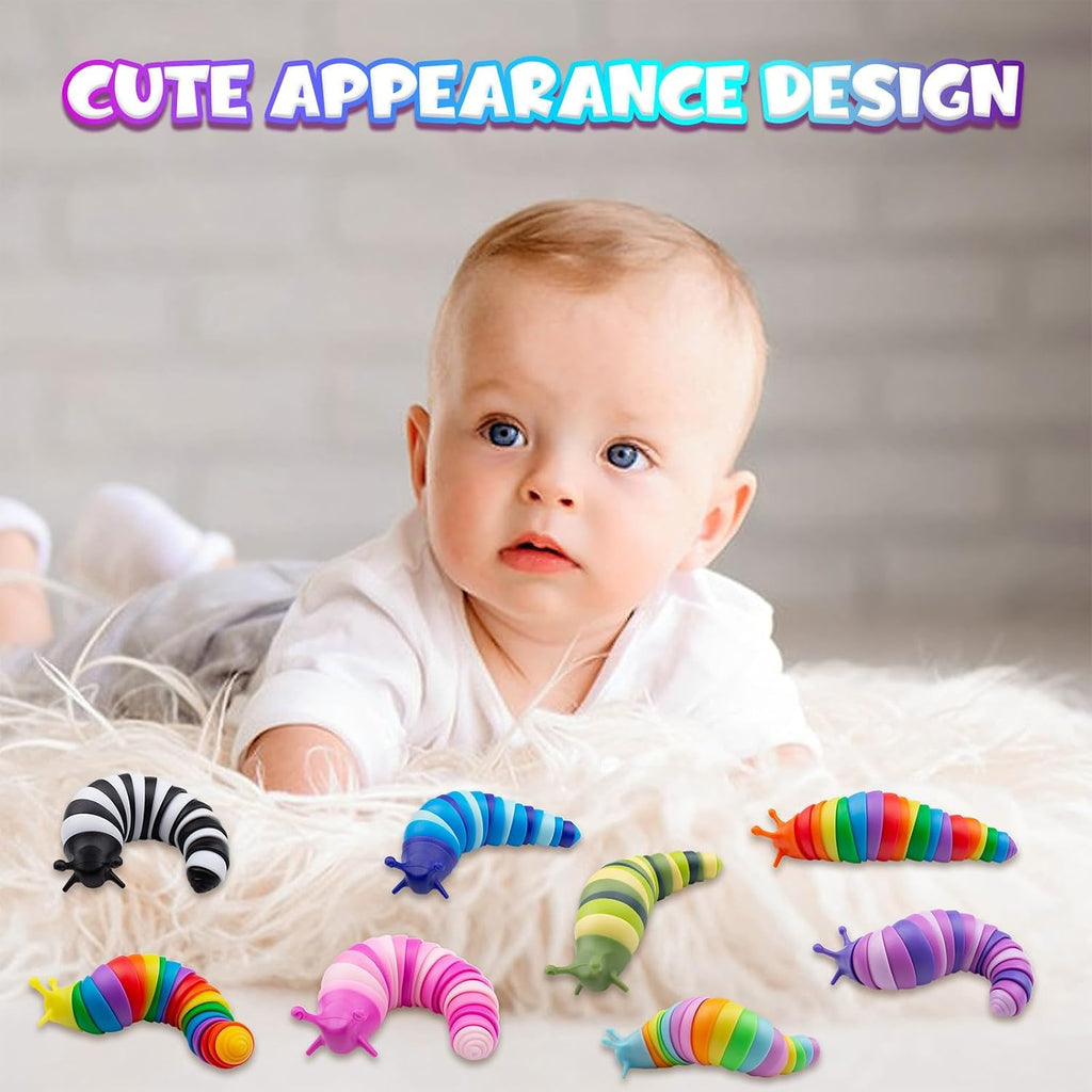 8 PCS Fidget Toys Slug for Adults Anxiety Sensory Toys for Party Favors Toddler Age 3-4 ADHD Autism Toys for Anxiety
