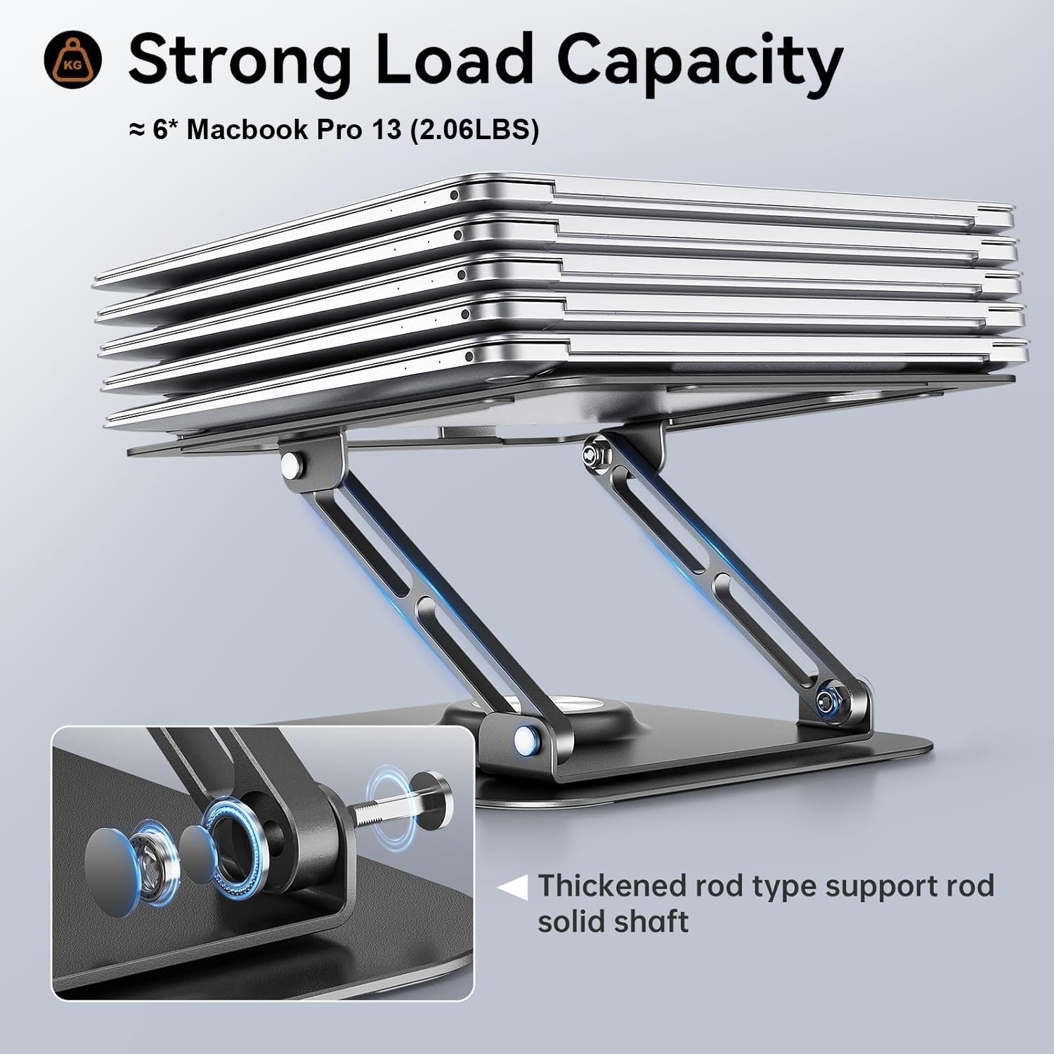 Laptop Stand for Desk, Adjustable Computer Stand with 360° Rotating Base, Ergonomic Laptop Riser for Collaborative