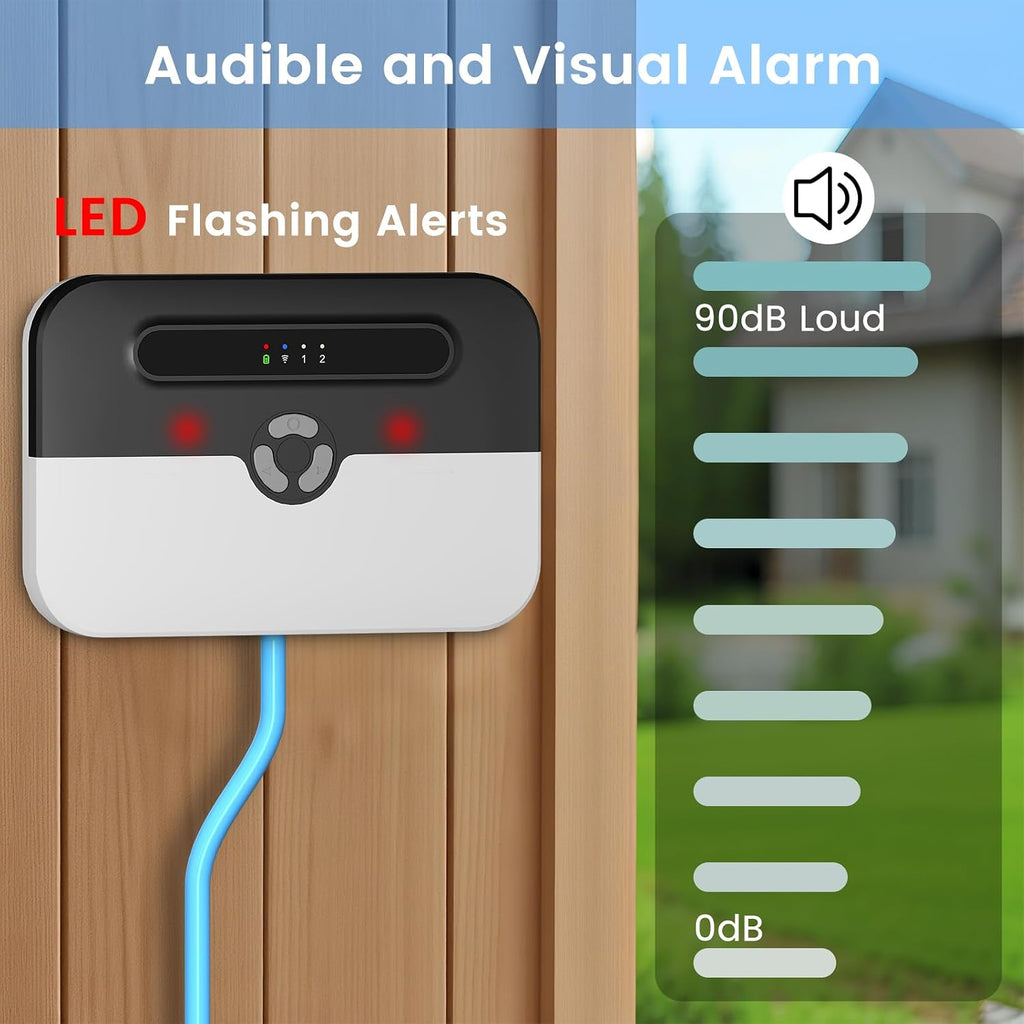 WiFi Sump Pump Alarm, High/Low Water Level Alarm, Strobe Light | Free App Alerts, Built-in Backup Battery, IP65