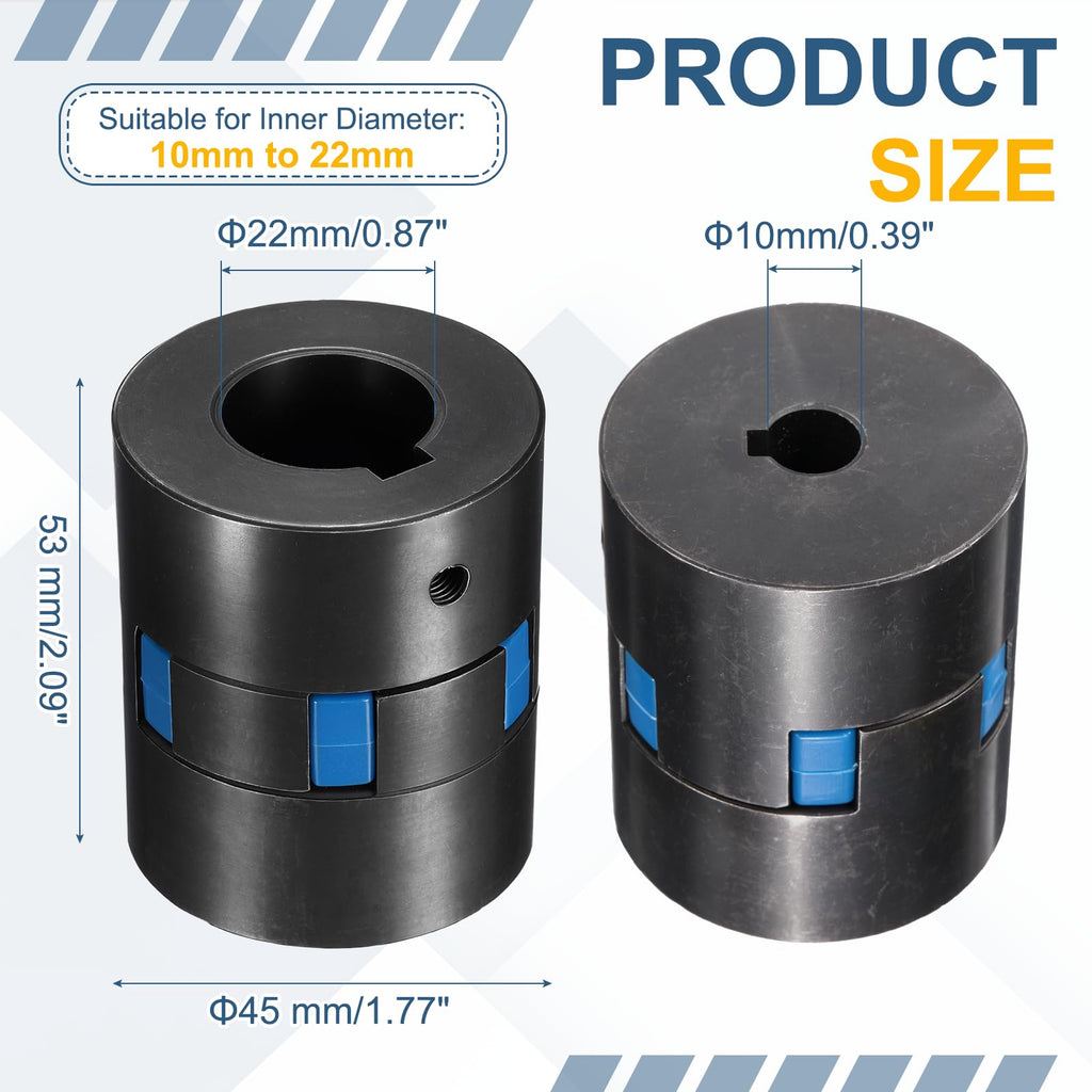 MECCANIXITY L075 Flexible Shaft Coupling 3/8" to 7/8" Bore Coupler Set