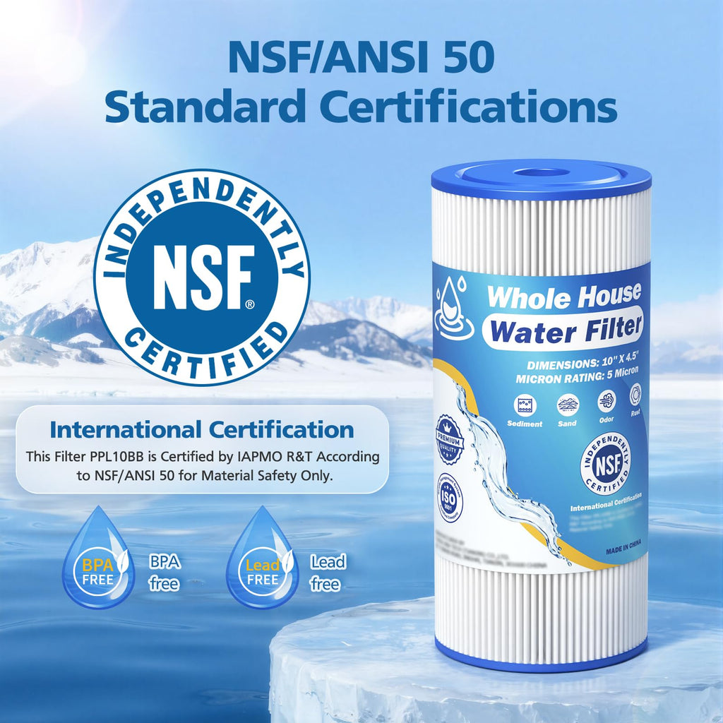 5 Micron 10" x 4.5" Whole House Water Filter Compatible with GE FXHSC