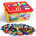 Building Bricks 1020 Pieces Set, 1000 Basic Building Blocks in 17 Fun Shapes Includes Wheels, Door, Window, Bulk