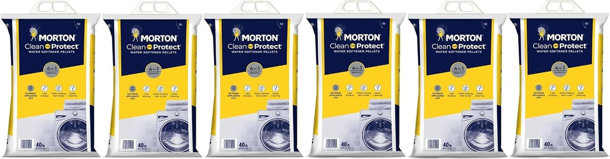 Morton Clean and Protect Water Softener Salt Pellets, 40 LB Bag- MYNERK (6), White