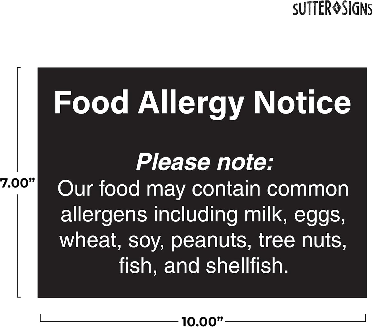 Food Allergy Notice Stickers, Restaurant Food Service Signs, Self Adhesive