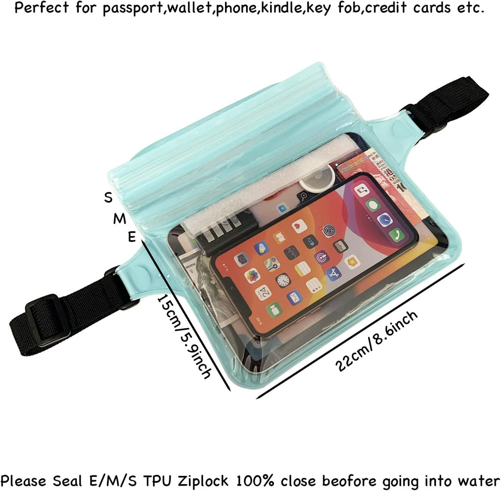 Waterproof Waist Pouch Dry Belt Bag Fanny Pack Keep Your Key Fob Wallet Kindle Phone Dry Perfect For Swim Surf
