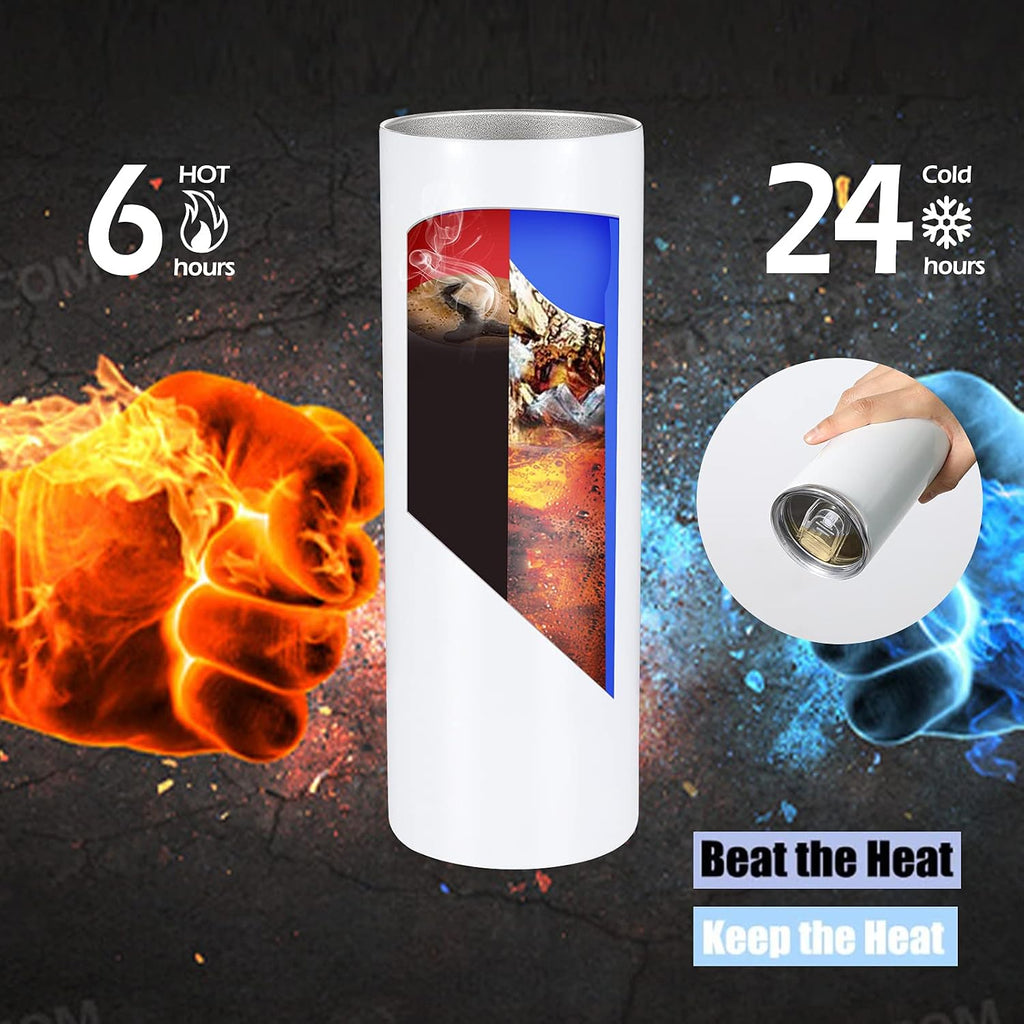 12 Pack Straight Skinny Sublimation Tumblers 20oz for Heat Transfer, Bulk Sublimation Blanks Individually Boxed
