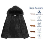 Women's Hooded Warm Winter Faux Fur Thicken Fleece Parkas Long Sherpa Coat M Black