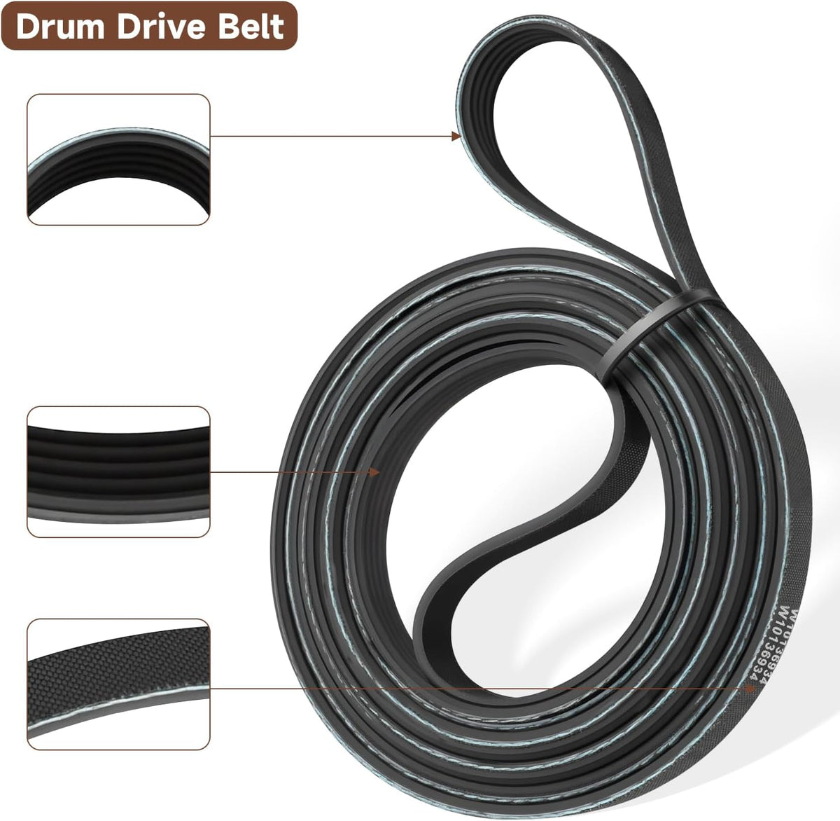 W10136934 Dryer Drum Drive Belt 94” Compatible With Whirlpool MEDB725BW0