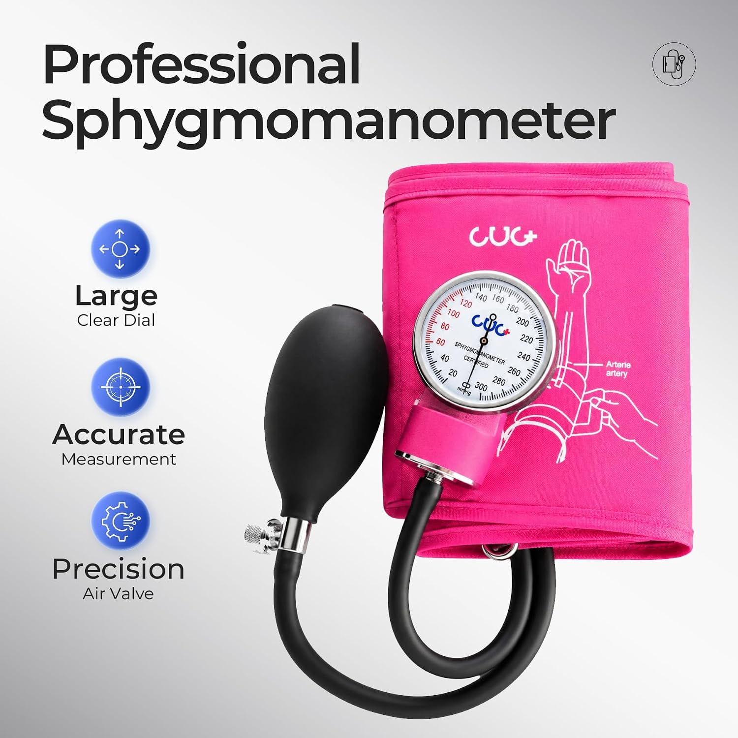 Manual Blood Pressure Cuff, Aneroid Sphygmomanometer | 9–17 in D-Ring Arm Cuff, Carrying Case Included, Stethoscope