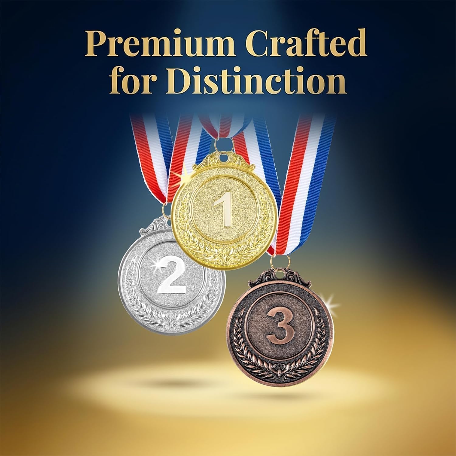 9 Pcs Gold Silver Bronze Award Medals - 1st 2nd 3rd Place Metal | Olympic Style for Sports, Competitions, Talent