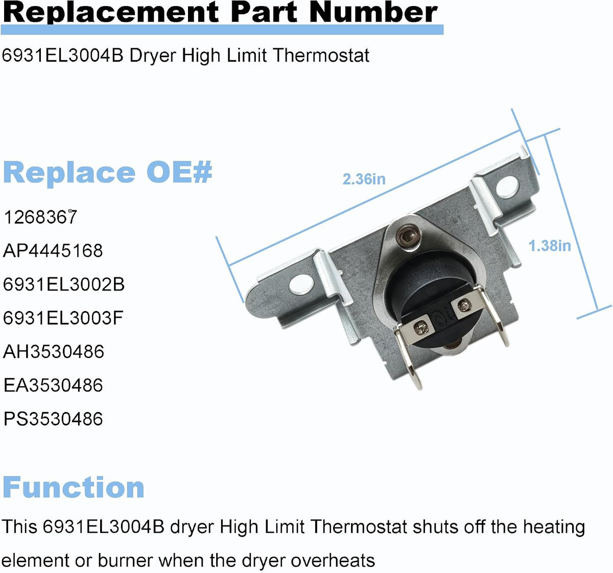 AP4445168 Dryer Thermistor and Thermostat Kit Replacement for LG Dryer