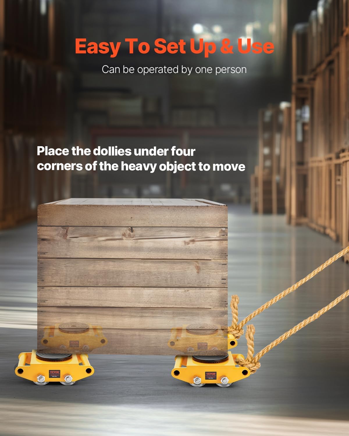 4-Piece Machinery Skate Dolly, 26,455 Lbs, 12T Industrial Machinery Mover, Heavy Duty Carbon Steel, 360° Rotation