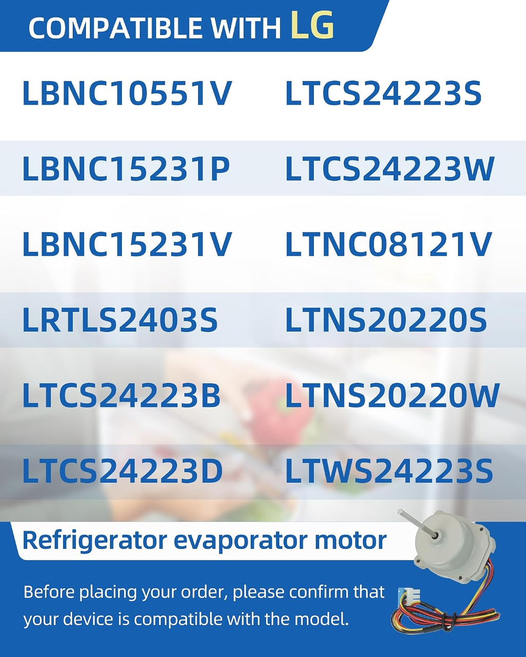 LRTLS2403S LTCS24223S Refrigerator Evaporator Fan Motor Fit for LG