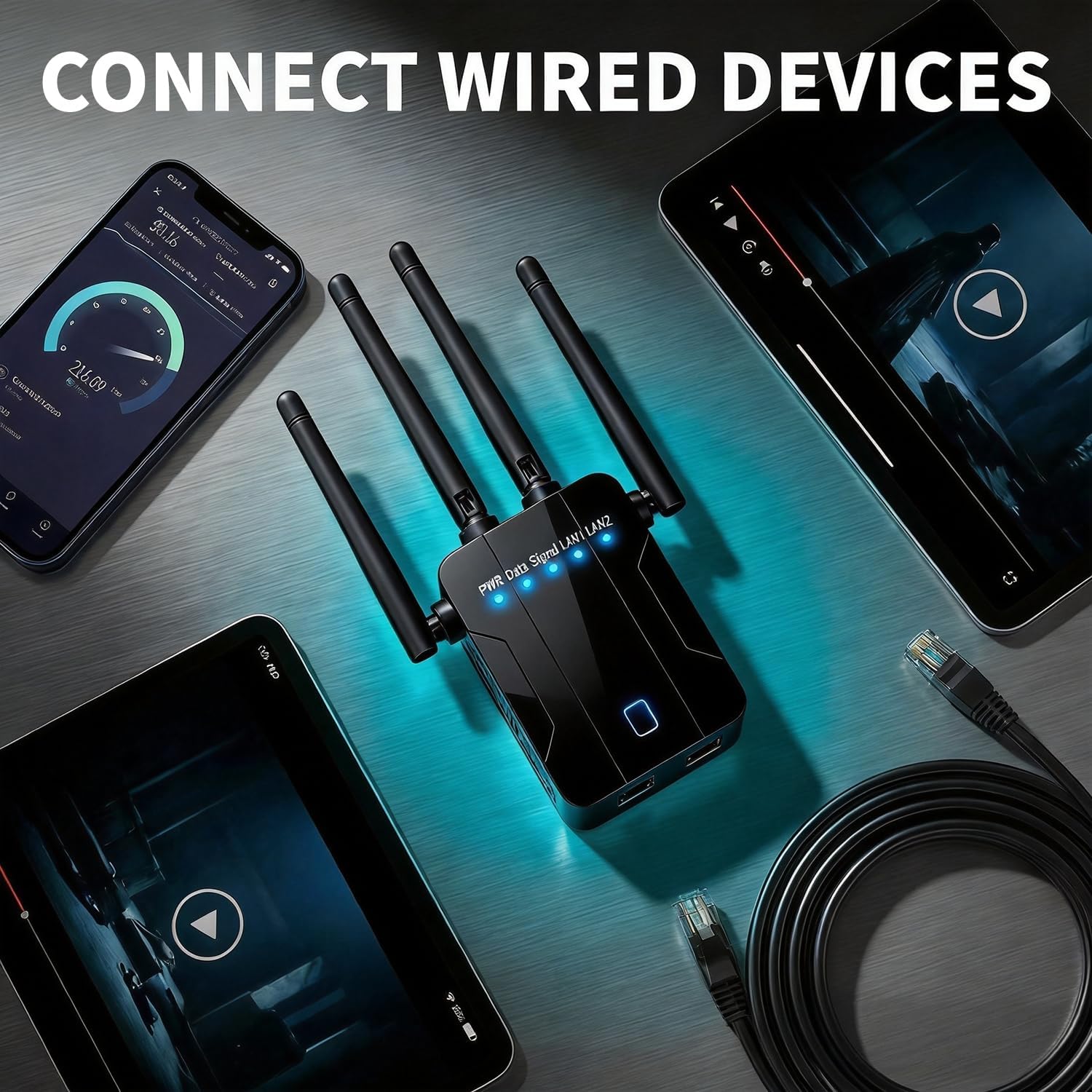 WiFi Extender Signal Booster for Home,1200Mbps 2.4GHz 5GHz Dual Band WiFi Repeater Ethernet Port,WPS Setup,Mesh