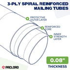 3" x 36" Reinforced Kraft Paper Mailing Tube, Pack of 4 Tube with 8 Caps – Secure USPS Approved Poster Tube – Made in