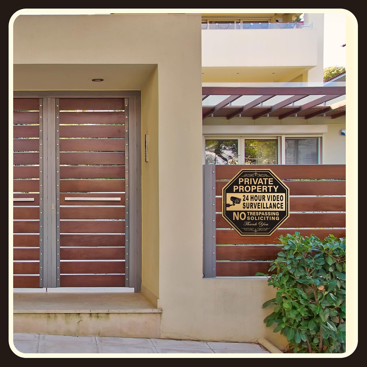 2 Pcs No Trespassing Sign 10 x 10 Inch Private Property Signs 24 Hours Video Surveillance Aluminum Security No