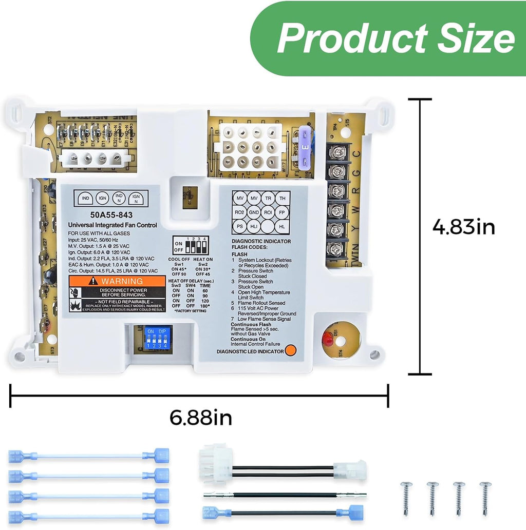 NEW 50A55-843 Universal Furnace Control Board for White-Rodgers and Lennox