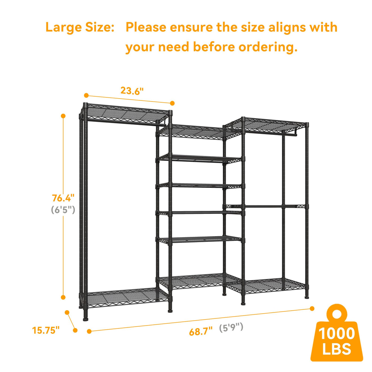 H12 Heavy Duty Clothes Rack, Black