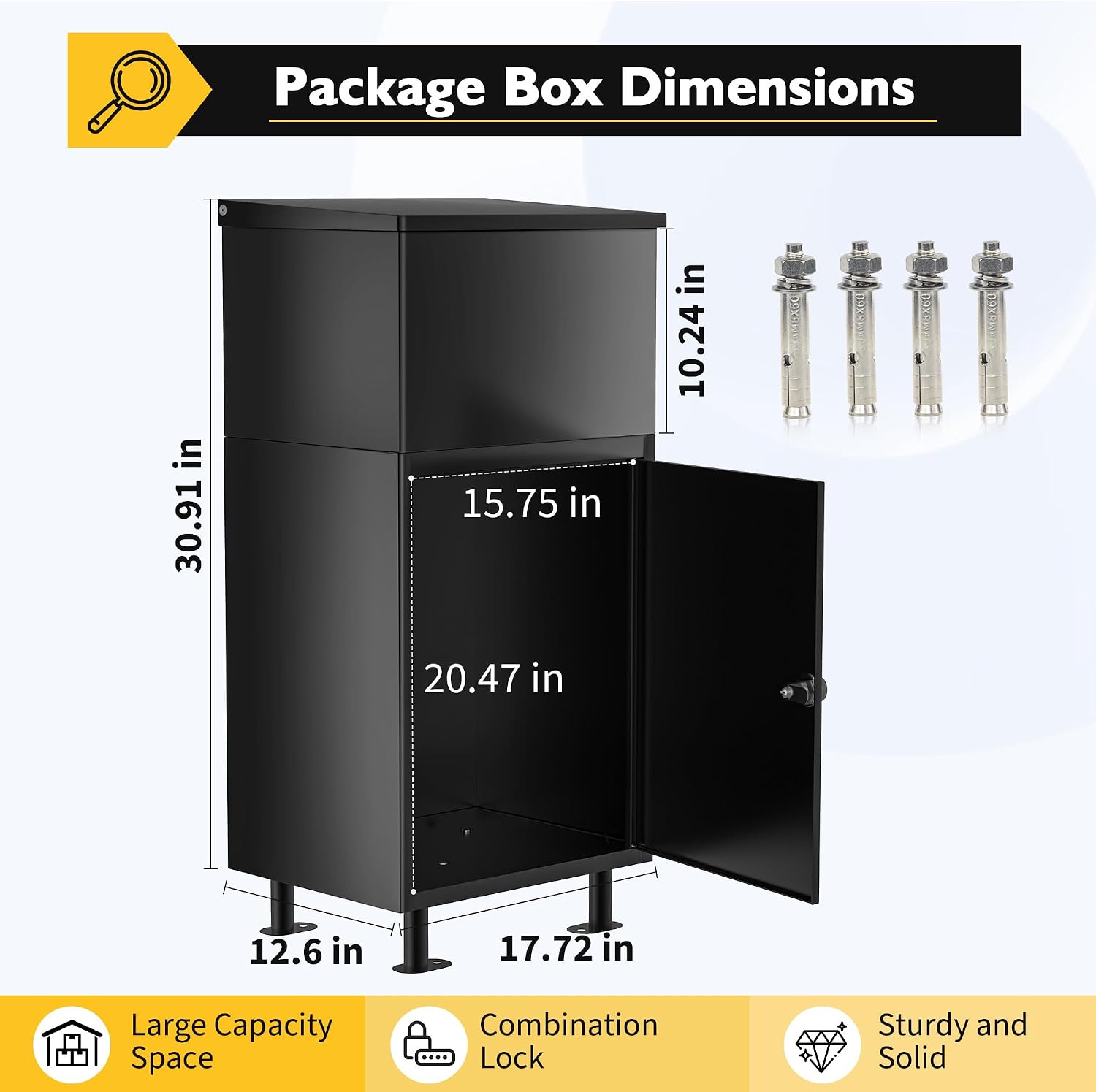 Parcel Drop Boxes for Outside, Extra Large Package Delivery Boxes with Secure Storage, Anti-Theft Galvanized