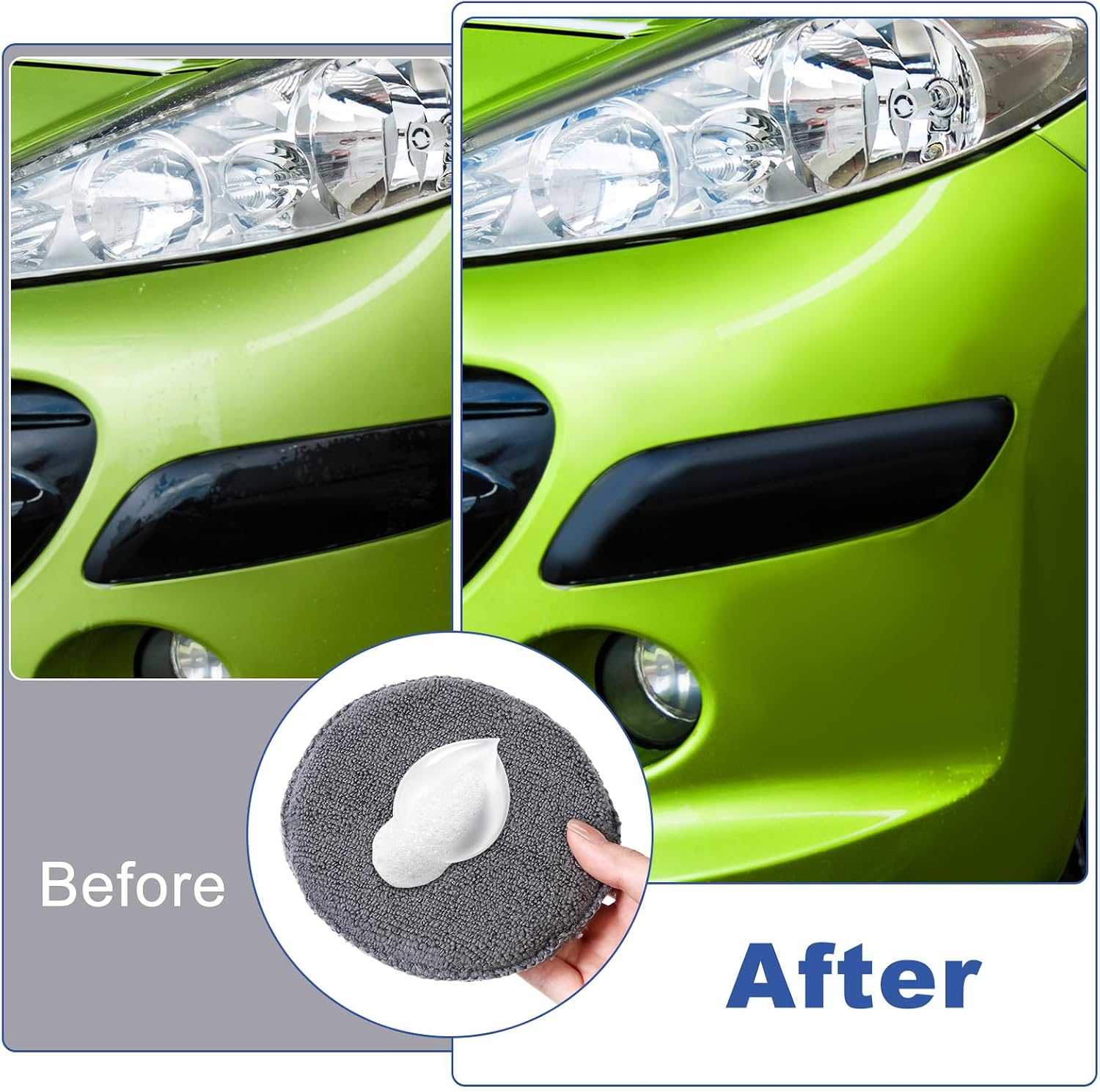50 Pcs Microfiber Wax Applicator Pad 5 in for Car Wax,Blue, Gray | Soft Car Wax Applicator Pads Bulk, Scratch-free