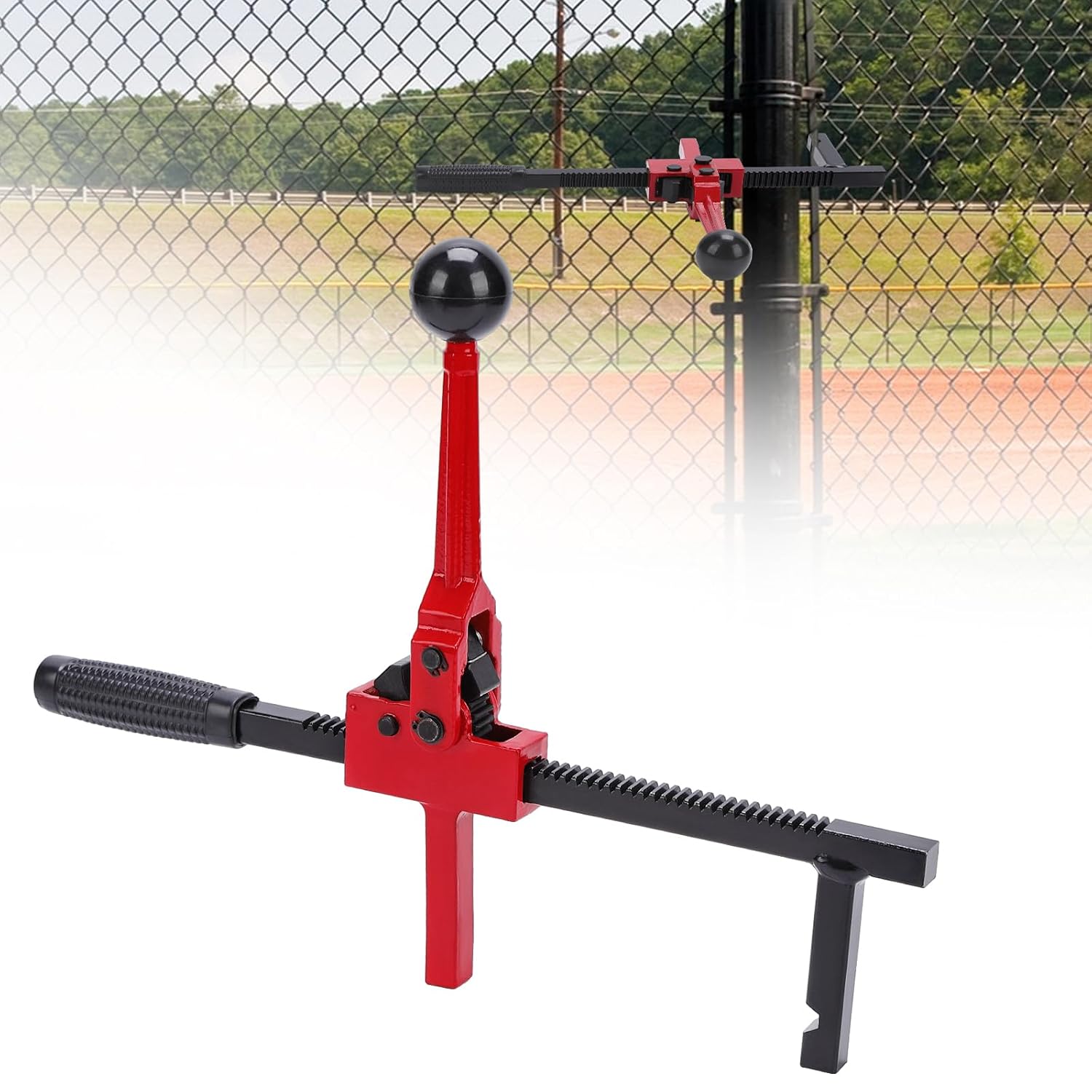 Chain Link Fence Stretcher Tool,15.8'' Metal Ratchet Wire Mesh Fence Tightener and Puller with Grooves,9'' Tension
