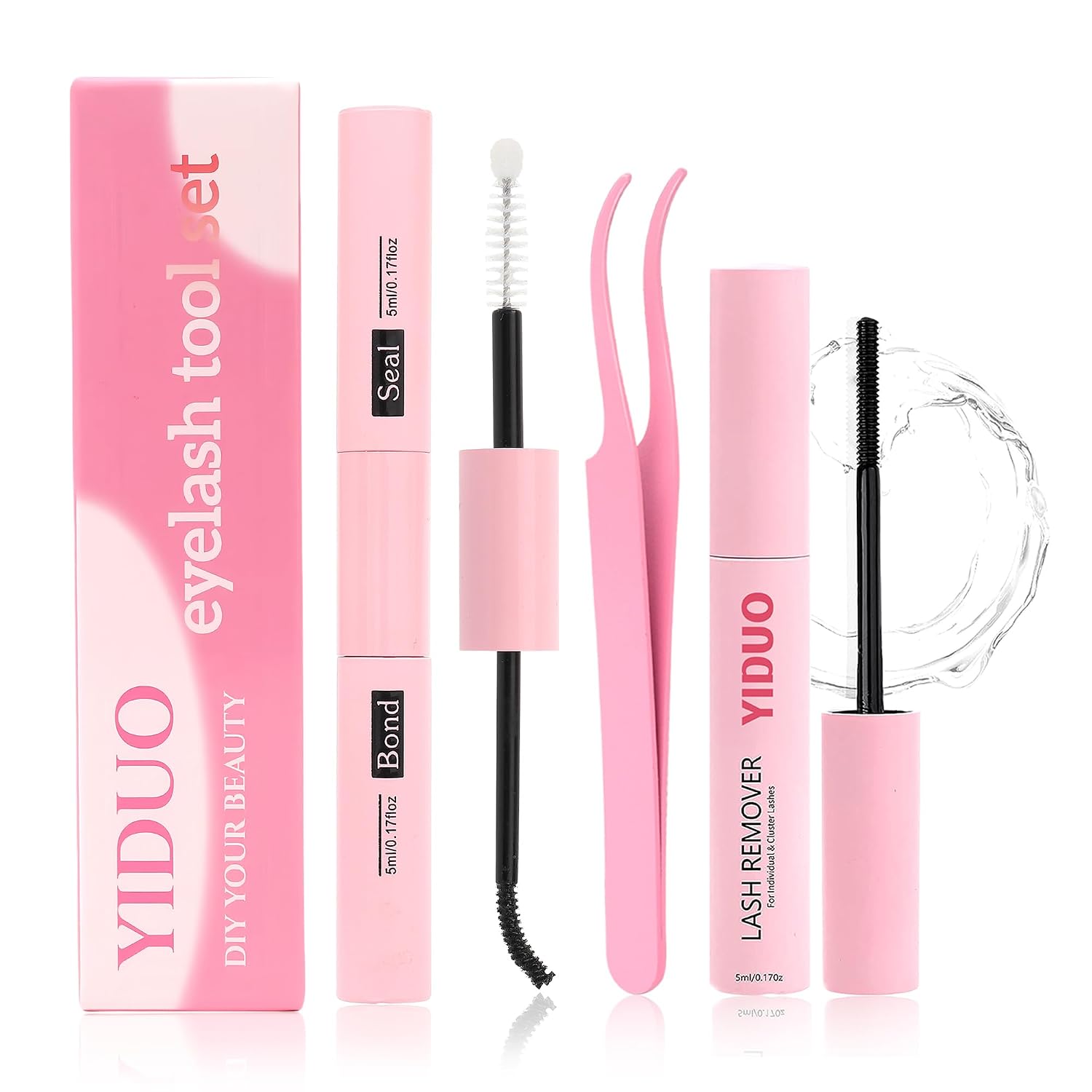 Bond and Seal 4 in 1 Long Lasting Cluster Lash Glue Tool Kit for DIY Eyelash Extensions Waterproof Strong Hold