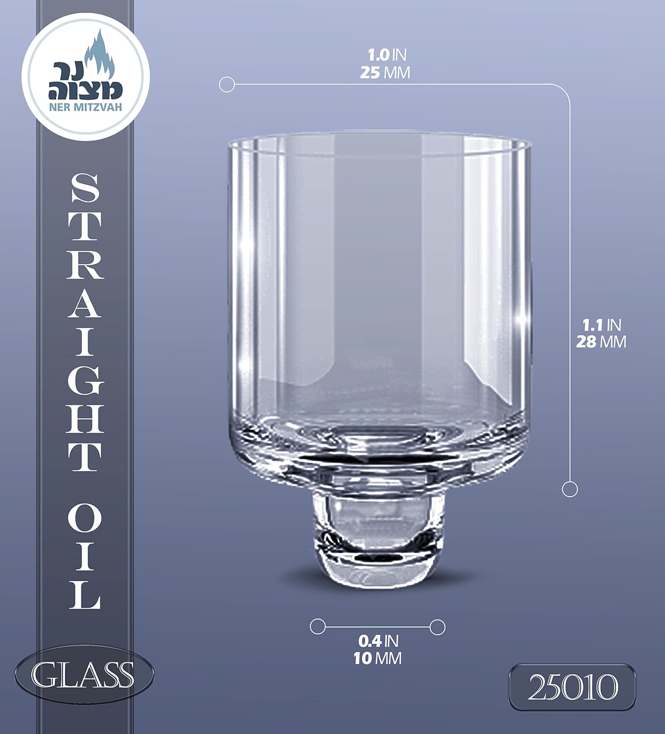 Chanukah Menorah Oil Glass Cups - Glass Oil Insert Cups for Menorahs - #10 (9 Pack)