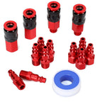 FYPower Aluminum Air Fittings, 1/4" NPT, 15 Pieces, Red