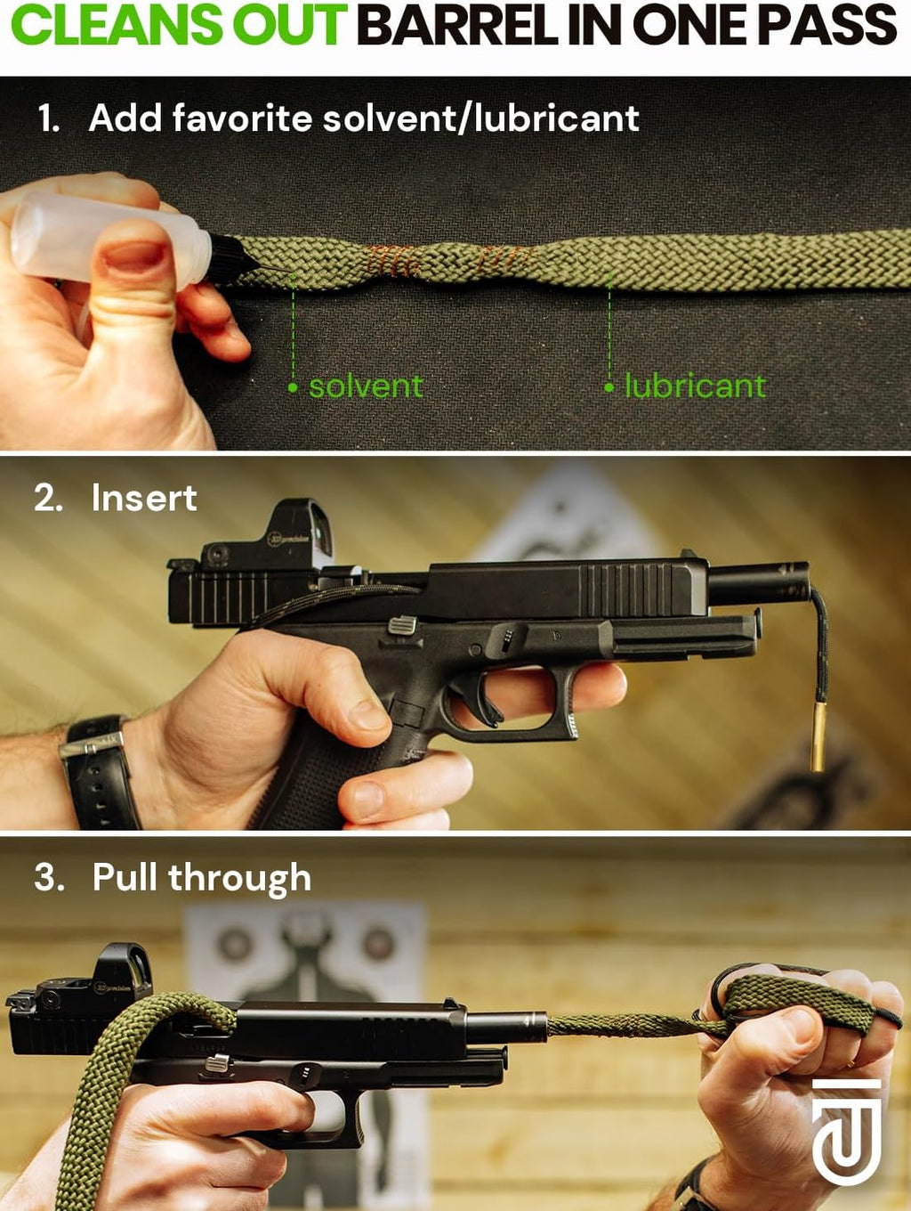 Bore Cleaner Gun Cleaning Kit For 12Ga / 5.56 / 9mm Gun Cleaning Snake, Gun Cleaning Supplies Incl. Gun Cleaning