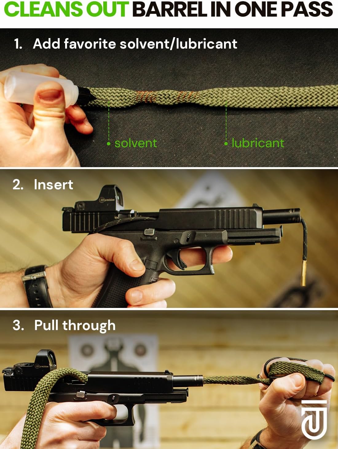 Bore Cleaner Gun Cleaning Kit For 12Ga / 5.56 / 9mm Gun Cleaning Snake, Gun Cleaning Supplies Incl. Gun Cleaning