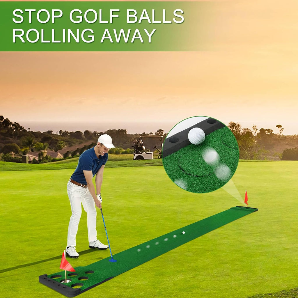 Golf Putting Game Set,Indoor Putting Green Mat with Front Border | Golf Putting Mat Include 4 Golf Balls,1 Portable