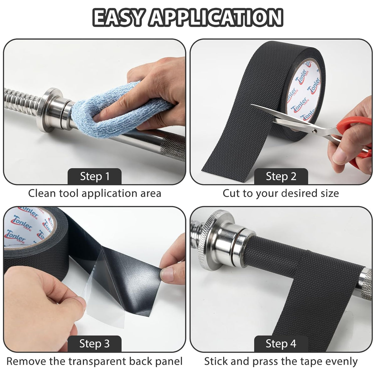 Ultra-Thin Black Anti-Slip Rubber Grip Tape 4" x 16.5FT Strong Adhesive