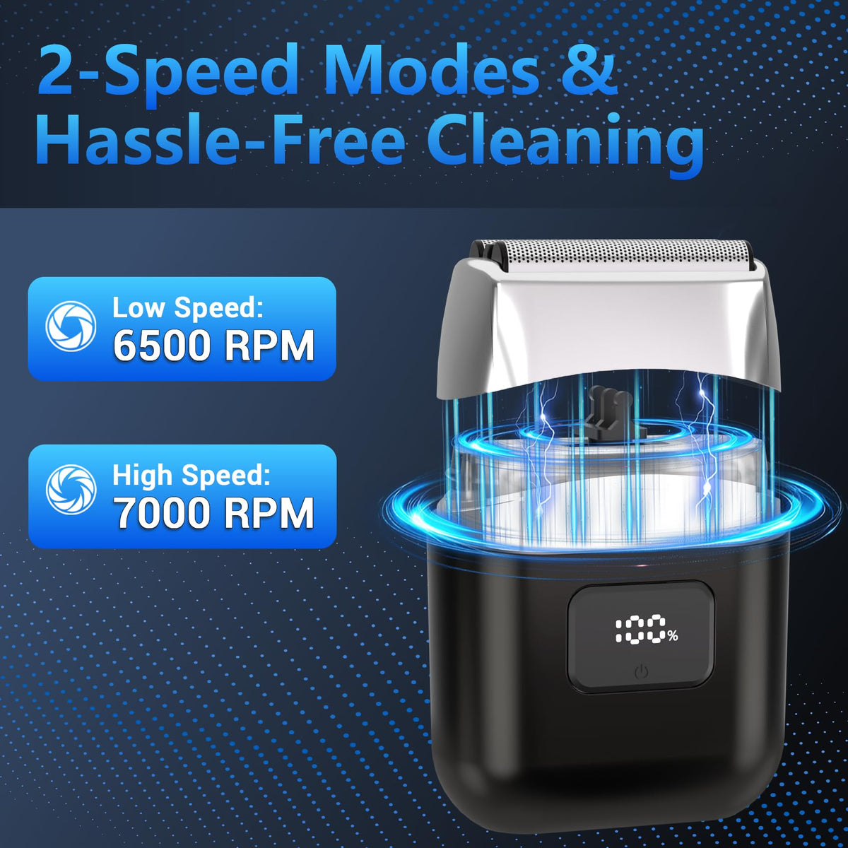 Electric Foil Shavers for Men: IPX7 Waterproof, 2-Speed Modes
