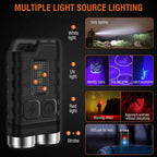 V3 Small Powerful EDC Flashlight with Red UV Blue Light -Super Bright Rechargeable Mini Pocket LED Keychain Flash