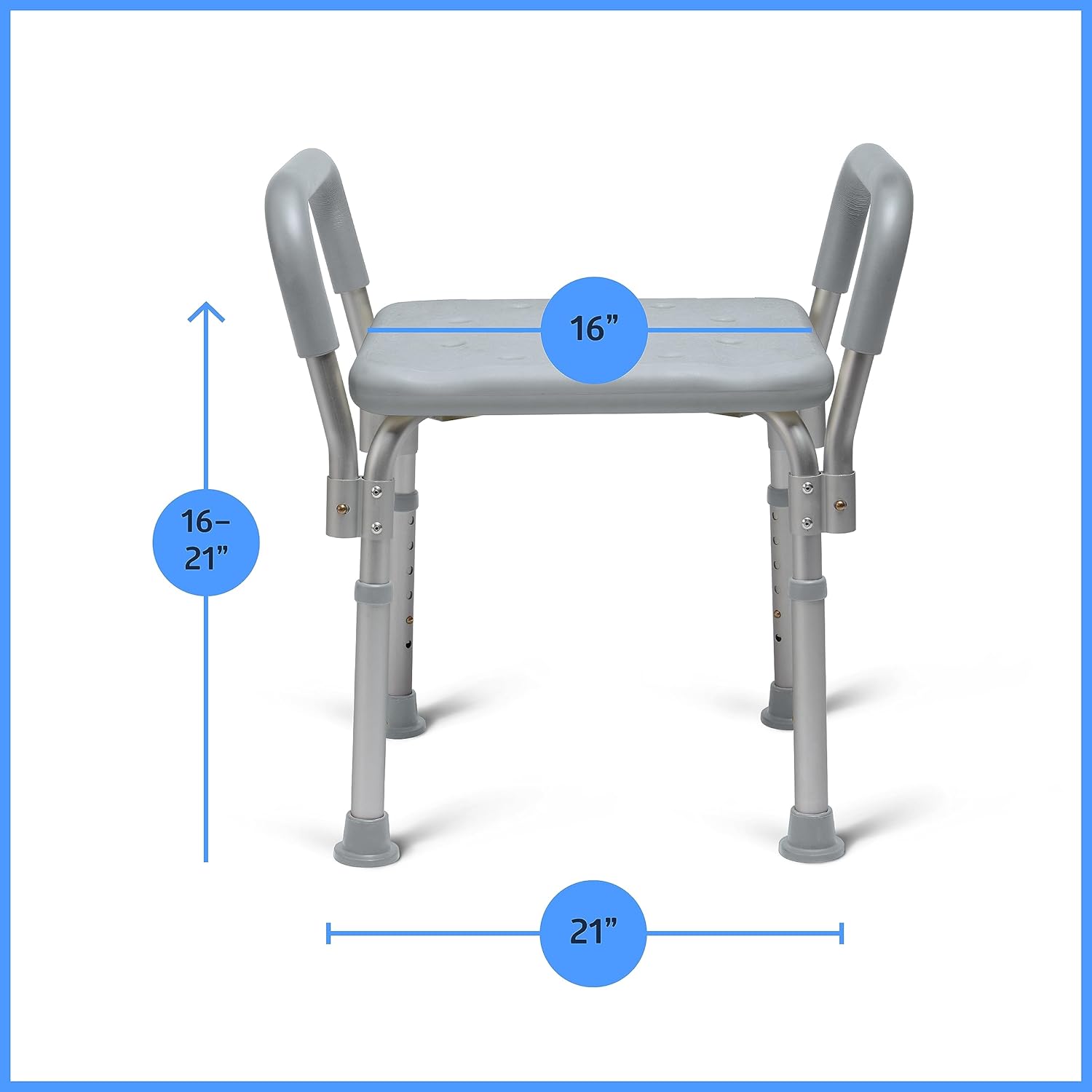 Backless Shower Chair with Arms - 350 lb. capacity, Bench, Stool, Seat for Elderly, Seniors Independent Adult and