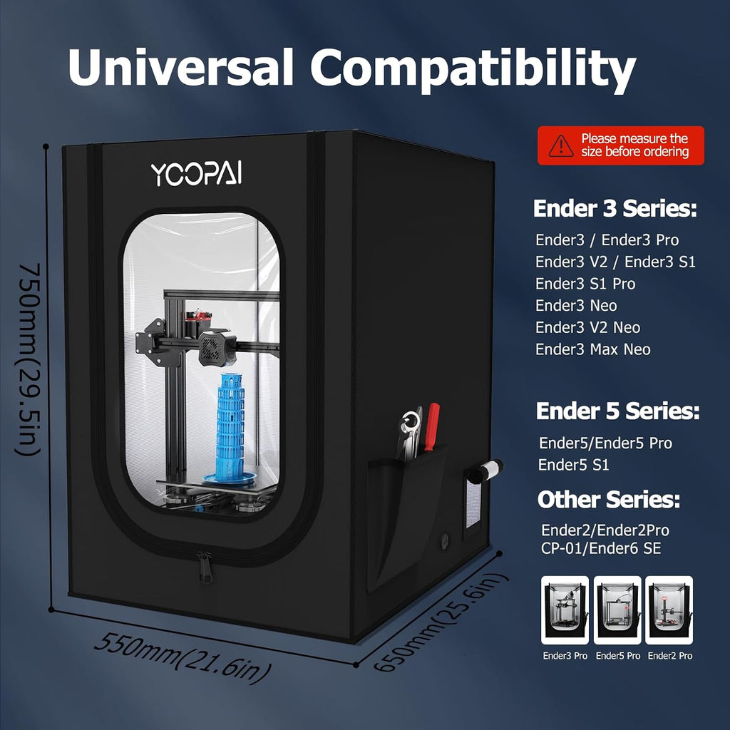 3D Printer Enclosure Dustproof Tent Constant Temperature Protective +Low Noise Exhaust Fan