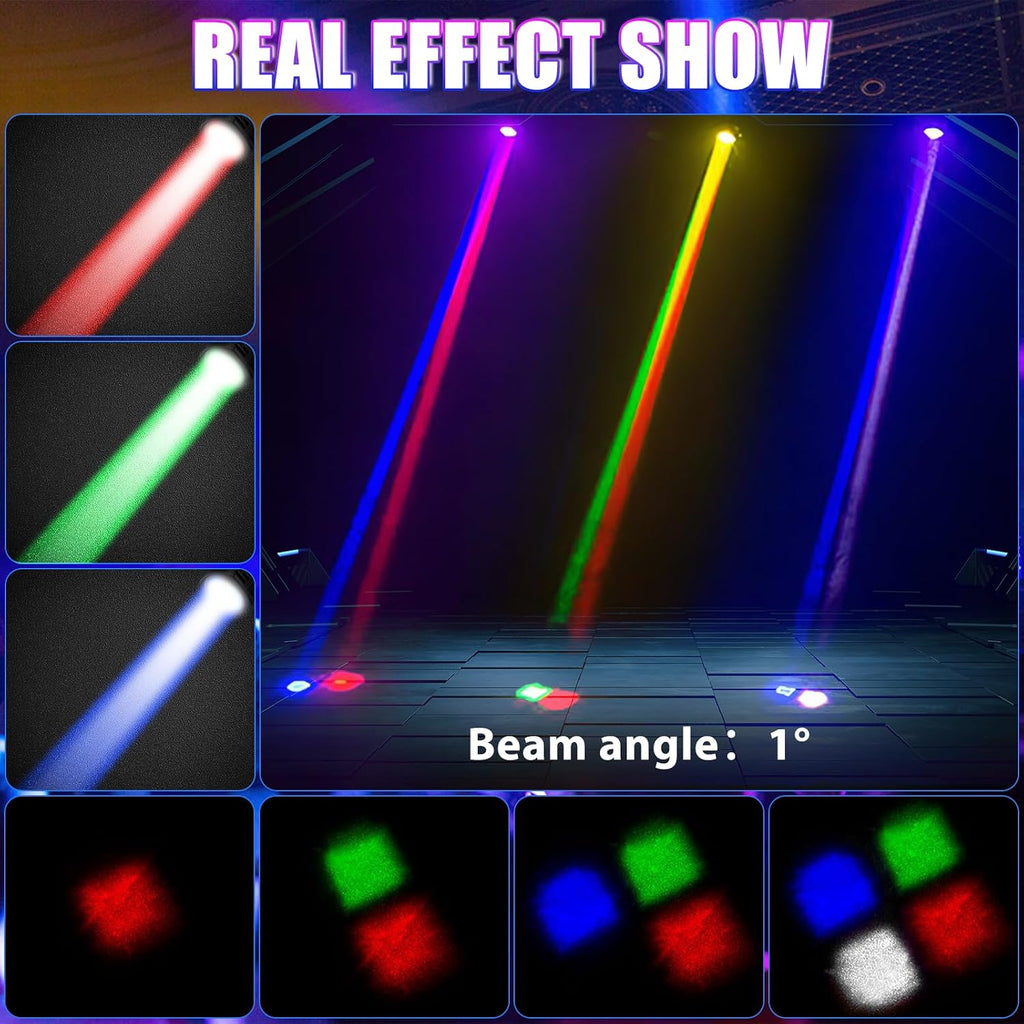 Beam Moving Head Light,RGBW LED Mini Party Light Stage Lighting Spot Lights by DMX512 & Sound Active Control for Home